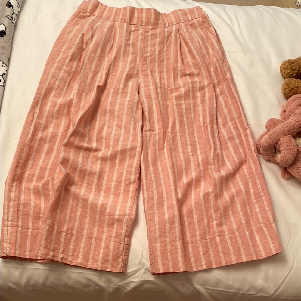 Pink and White Striped Culottes